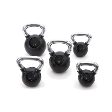 Kettlebell (Pesas rusas) de caucho con mango cromado
