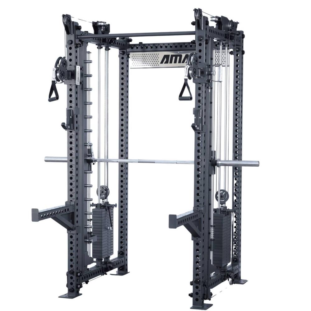 jaula multifuncional profesional | power rack + smith + doble polea pro series