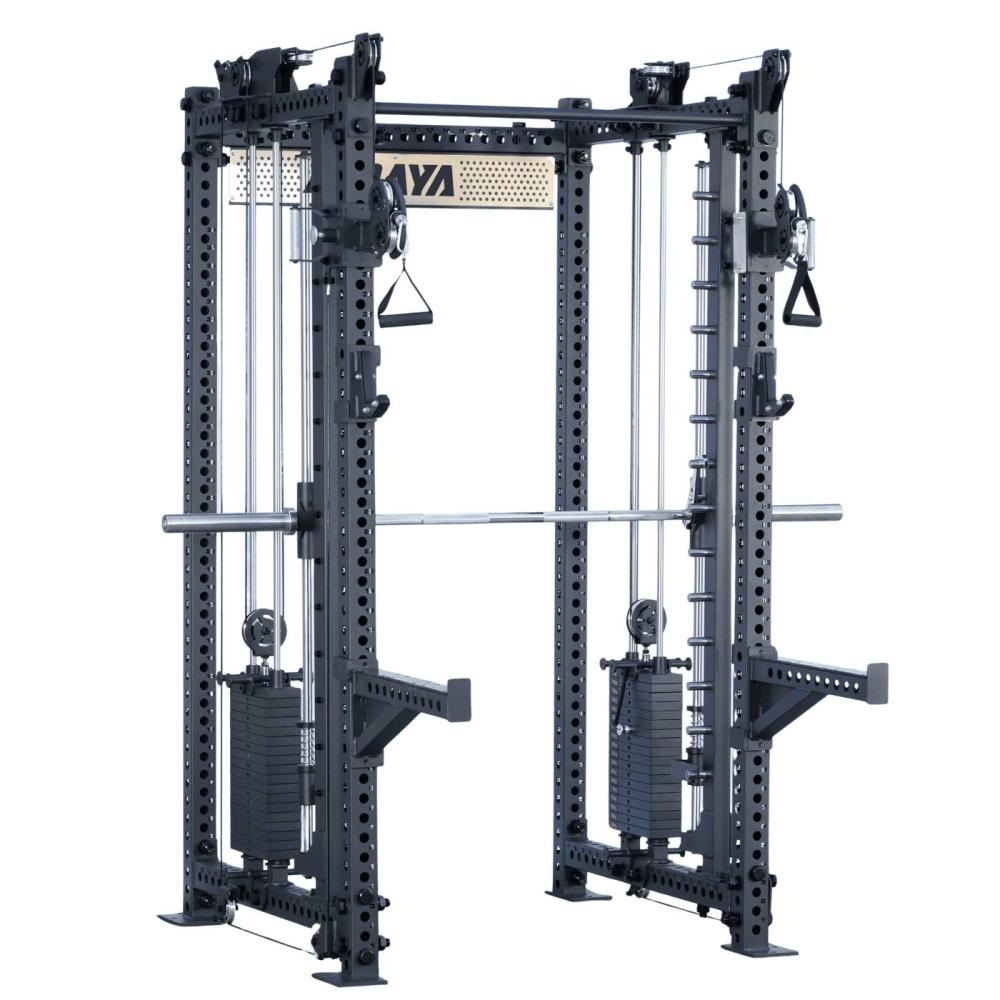 jaula multifuncional profesional | power rack + smith + doble polea pro series