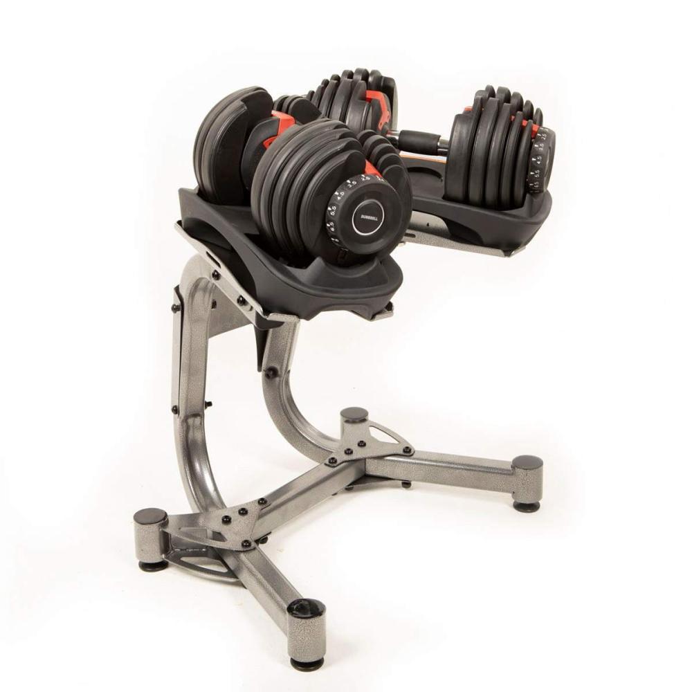 Set de mancuernas ajustables con base