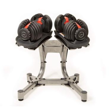 Set de mancuernas ajustables con base