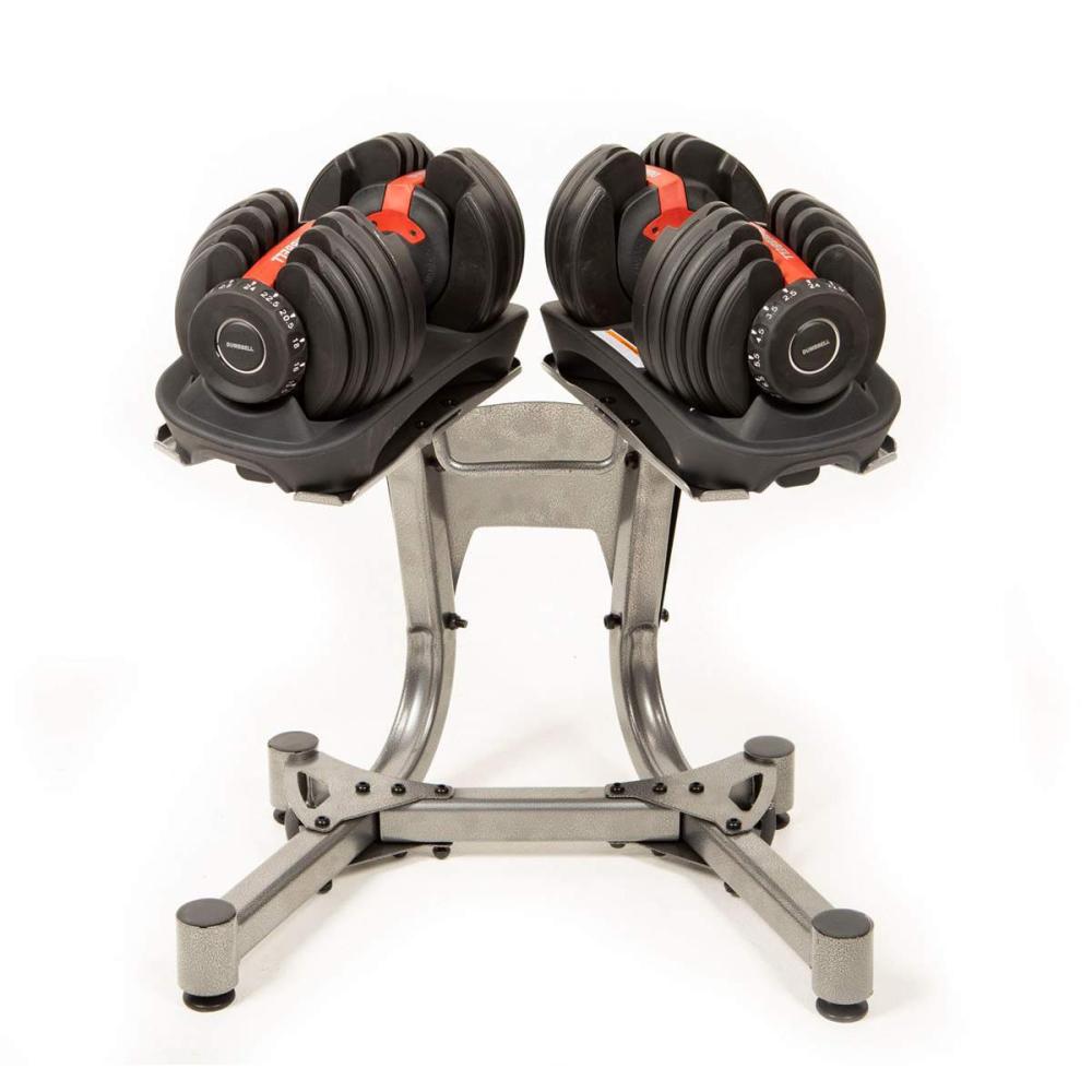 Set de mancuernas ajustables con base