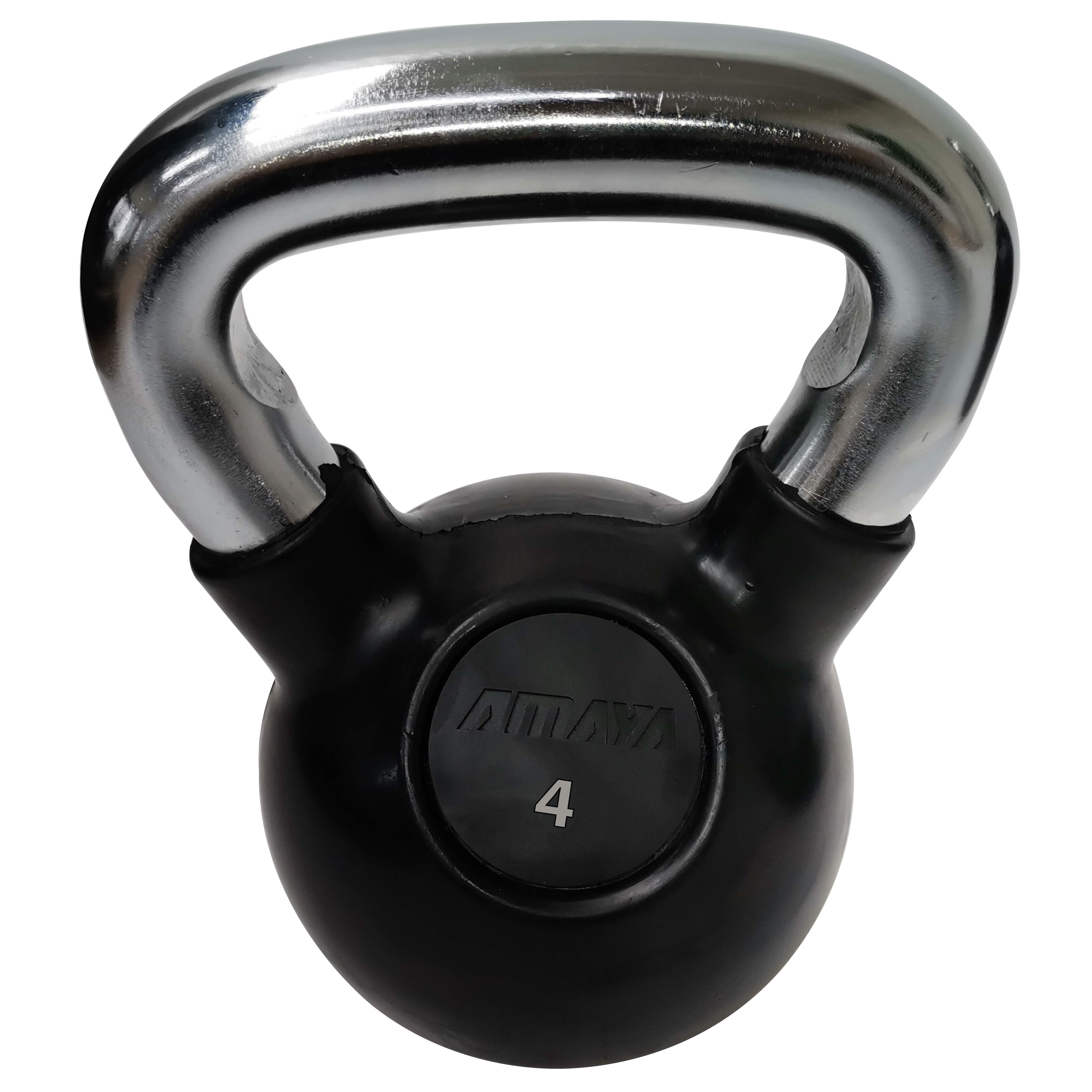 Kettlebell de caucho con mango cromado - Negro